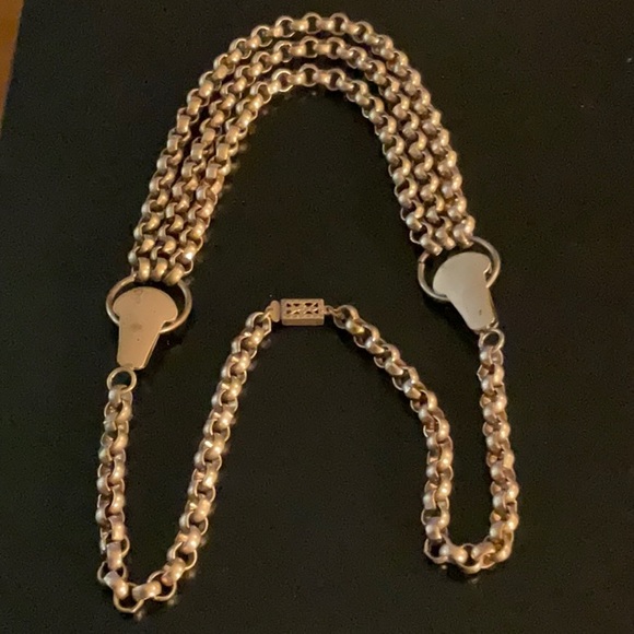 multi strand choker bib waterfall chain necklace Vintage 1960s 1970s gold tone - Picture 3 of 3